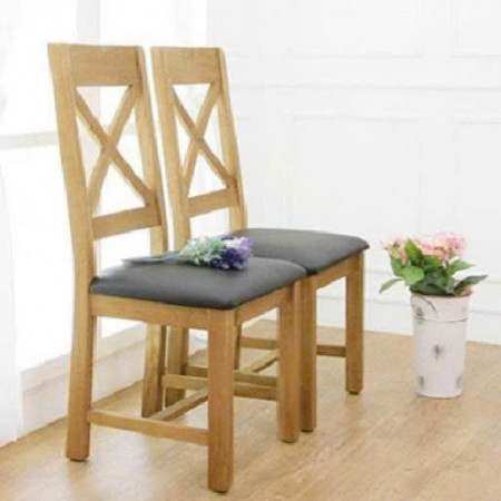 Chunky 1m2 : Bàn Ăn Gỗ Sồi 1m2 + 4 Ghế ( Lưng X - Mặt Nệm PU )